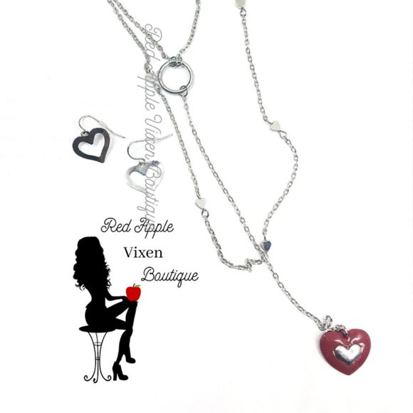 Heart Pendant Necklace and Earring Set - Picture 1 of 2